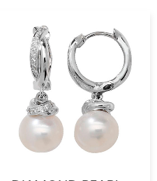 DIAMOND PEARL EARRING WHITE GOLD _18 0.15ct 30DIA 9_10mm pearl 8.20g