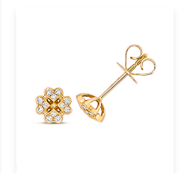 DIAMOND CLOVER STUD EARRING _18k GVS 0.18ct 2.00g 18 KT